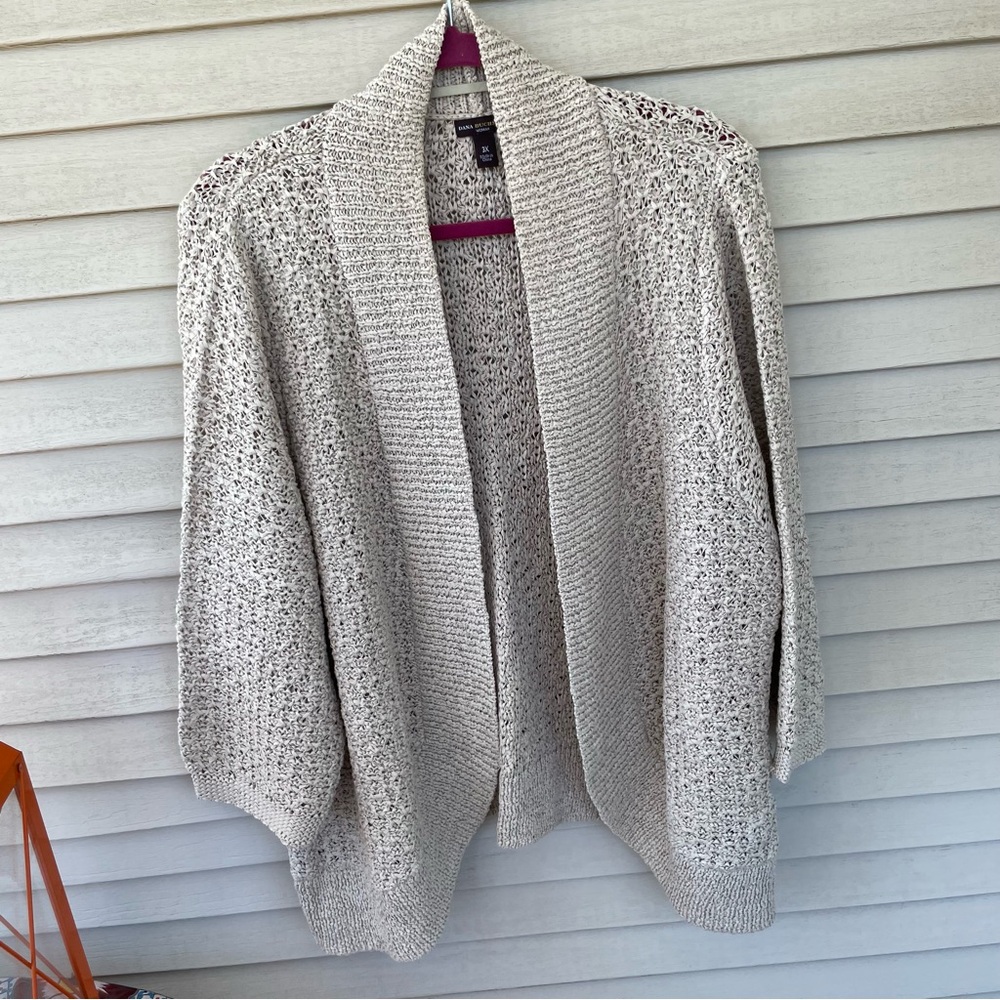 Dana Buchman Tan Textured Knit Cardigan Sweater Size 3x